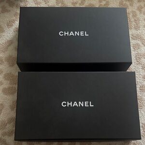 CHANEL Black and White Logo Wallet Storage Boxes - Set of 2